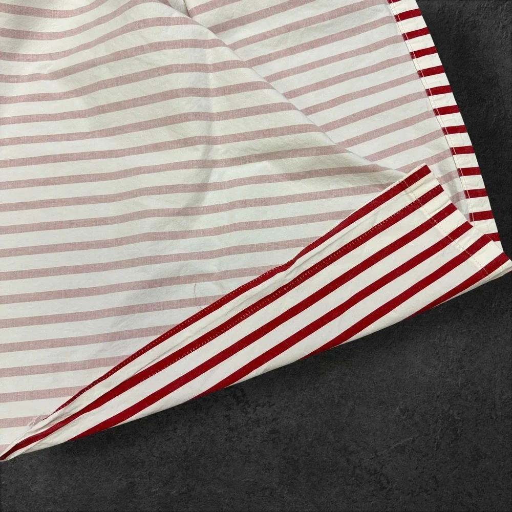 Lauren Ralph Lauren Vintage Twin Sheet Set Red White Stripe 100% Cotton 3pc